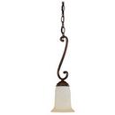 18-1/2 in. 100W 1-Light Mini Pendant in Burnished Bronze with Mist Scavo Glass Shade