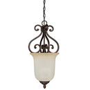 24-3/4 in. 60W 3-Light Foyer Fixture in Burnished Bronze with Mist Scavo Glass Shade