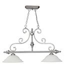 23-1/2 in. 100W 2-Light Island Fixture in Matte Nickel with White Faux Alabaster Glass Shade