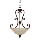 29-1/2 in. 100W 3-Light Pendant Fixture in Burnished Bronze with Mist Scavo Glass Shade