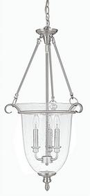 31-1/2 in. 60W 3-Light Foyer Fixture in Matte Nickel with Seeded Glass Shade