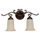 11-1/2 in. 100W 2-Light Vanity Fixture in Burnished Bronze with Mist Scavo Glass Shade