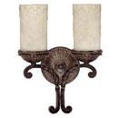 2-Light Wall Sconce in Weathered Brown with Rust Scavo Glass Shade