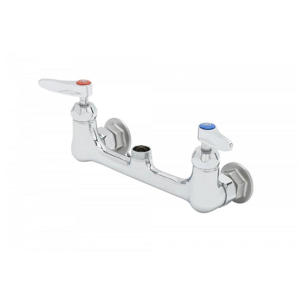 T&S Brass Chrome Plated Two Lever Handle Wall Mount Service Faucet 