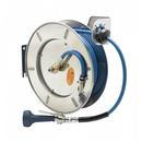 T&S Brass Stainless Steel 3/8 in. Open Hose Reel with High-flow Spray Valve in Stainless Steel with Blue 