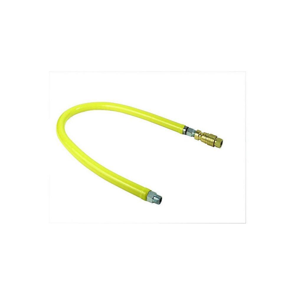 T&S Brass Yellow 1-1/4 in. Long Swivel Quick Disconnect Gas Hose in Yellow 