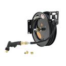 T&S Brass Black FNPT Open Hose Reel with Water Gun in Coated Steel 