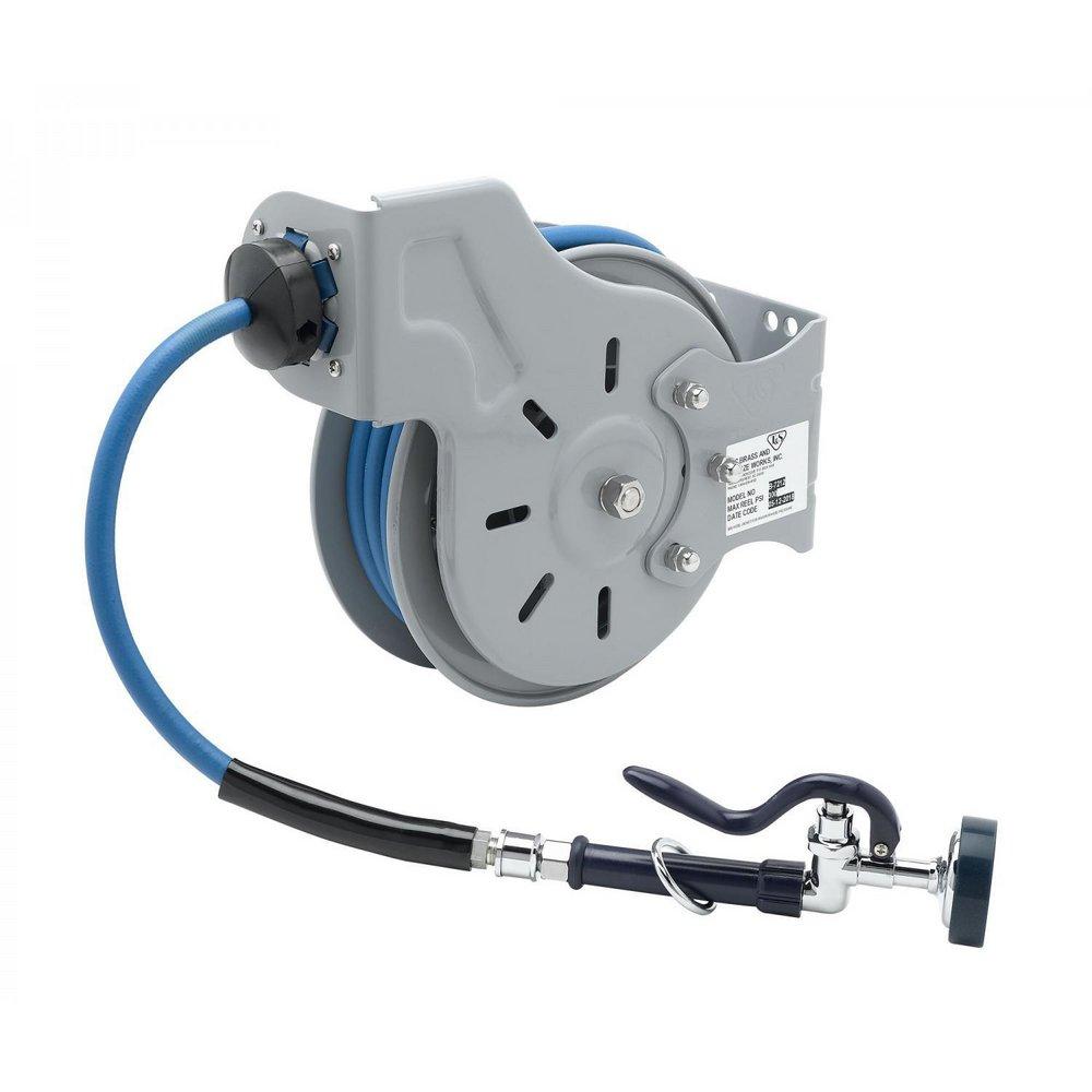 T&S Brass Steel 3/8 in. Hose Reel with Spray Valve in Epoxy Coated Steel 