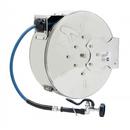 T&S Brass Stainless Steel 3/8 in. Enclosed Hose Reel with Spray Valve in Stainless Steel with Blue 