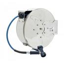 T&S Brass Stainless Steel 3/8 in. Enclosed Hose Reel with Rear Trigger Water Gun in Stainless Steel with Blue 