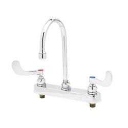 8"c/c Deck Mount Workboard Faucet,4"Wrist Action Handles,133X Swivel Gooseneck