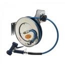 T&S Brass Stainless Steel 3/8 in. Hose Reel with Rear Trigger Water Gun in Stainless Steel with Blue 