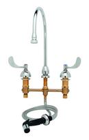 T&S Brass Chrome Plated Two Handle Wristblade Deck Mount Healthcare Faucet 