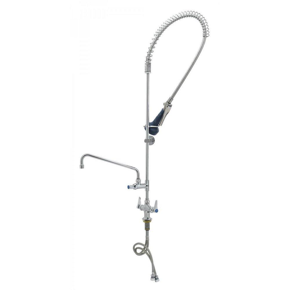 T&S Brass Polished Chrome 0.65 gpm 1 Hole Deck Mount Pre-Rinse Faucet with Triple Lever Handle 