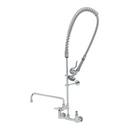 T&S Brass Chrome Plated 2-Hole Wall Mount Pre-Rinse Spring Commercial Faucet with Double Lever Handle 