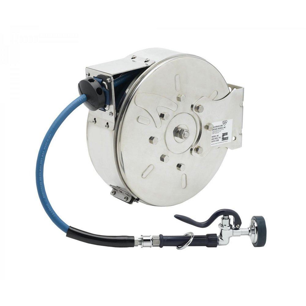 T&S Brass Polished Chrome 12 ft. x 3/8 in. NPT Female Enclosed Hose Reel 