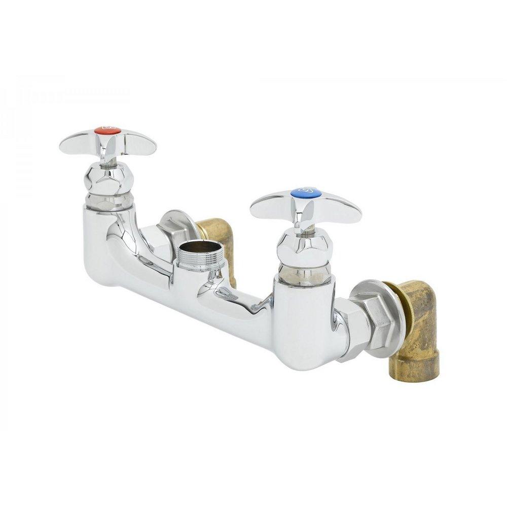 T&S Brass Polished Chrome Faucet Base with Double Cross Handle 