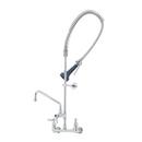 T&S Brass Polished Chrome 0.65 gpm 2 Hole Wall Mount Pre-rinse Mixing Faucet with Triple Lever Handle 