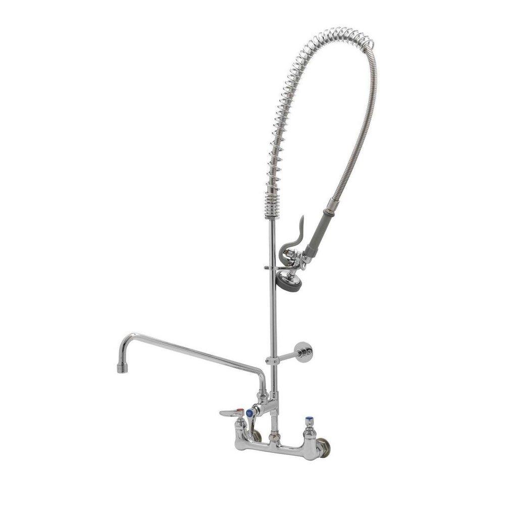 T&S Brass Chrome Plated High Pre-Rinse Faucet with Double Lever Handle 