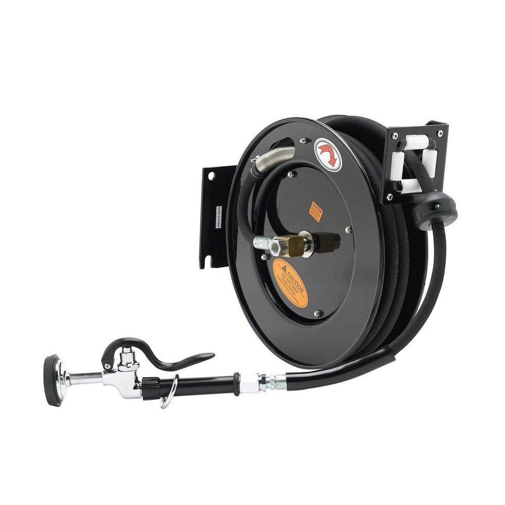 T&S Brass Steel FNPT Open Hose Reel with Spray Valve in Coated Steel 