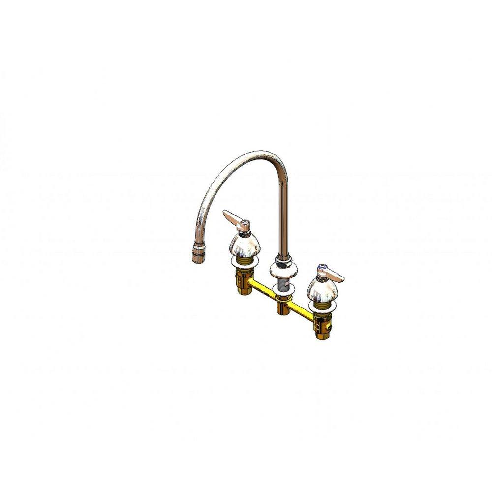 T&S Brass Chrome Plated 2.2 gpm 3-Hole Deck Mount Widespread Commercial Lavatory Faucet with Double Lever Handle 