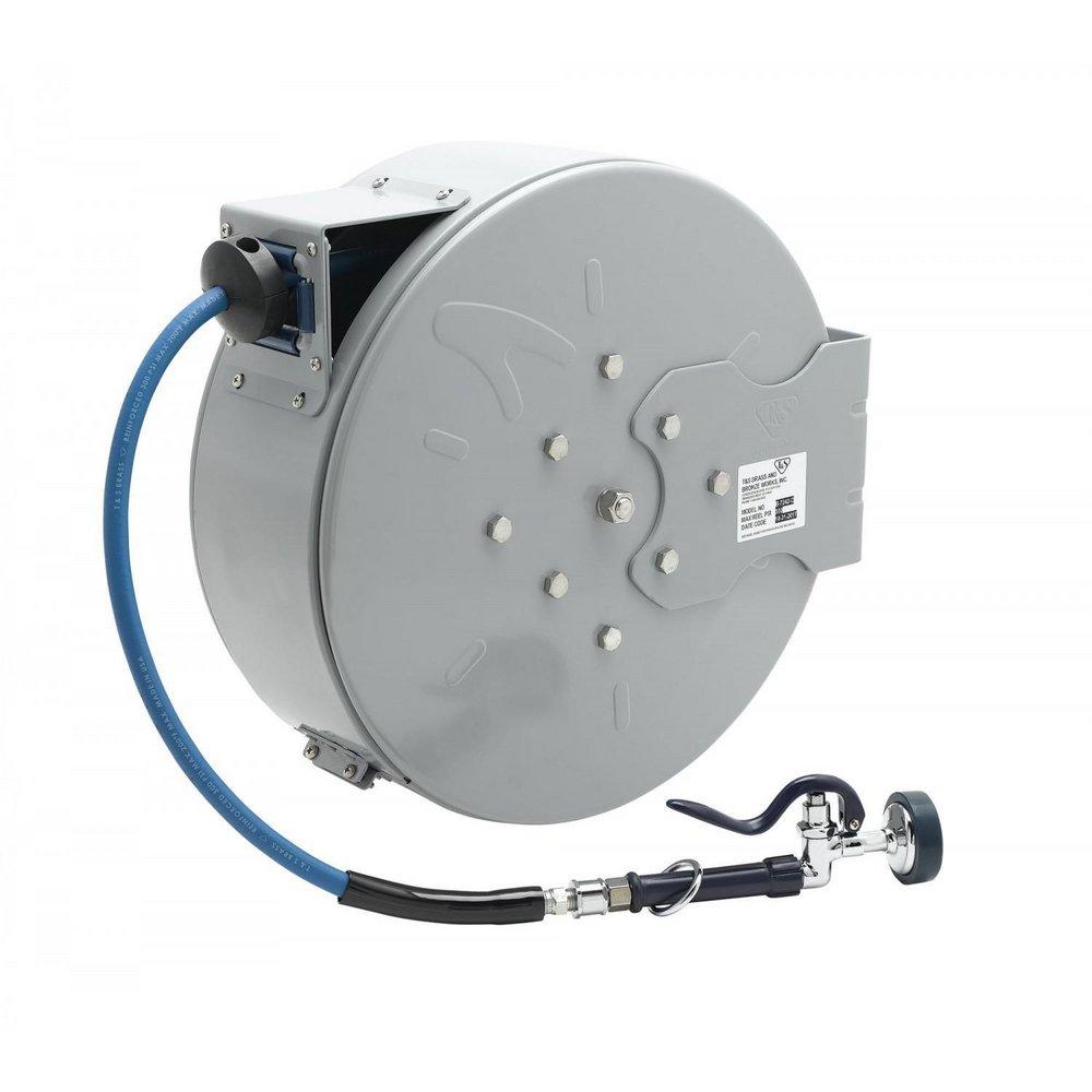 T&S Brass Stainless Steel 3/8 in. Hose Reel with Spray Valve in Coated Steel 
