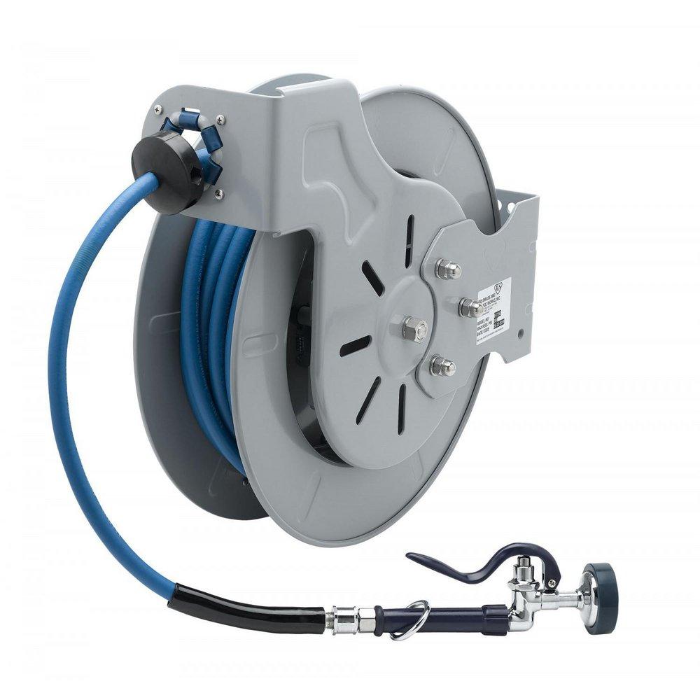 T&S Brass Steel 3/8 in. Open Hose Reel with Spray Valve in Coated Steel 