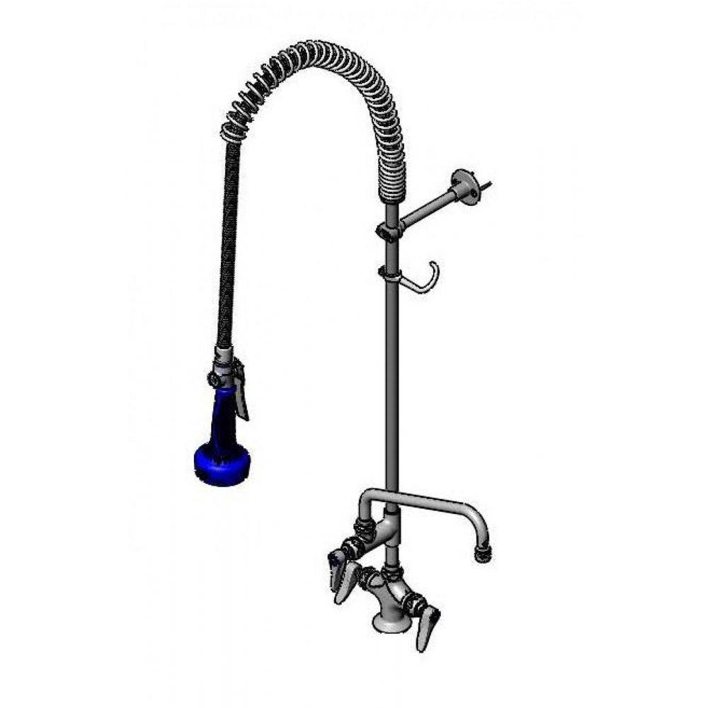 T&S Brass Polished Chrome 0.65 gpm 1 Hole Deck Mount Pre-Rinse Faucet with Triple Lever Handle 