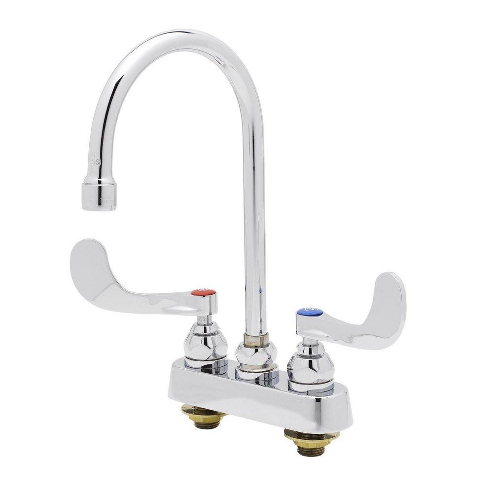 T&S Brass Chrome Plated Two Wristblade Handle Bar Faucet 