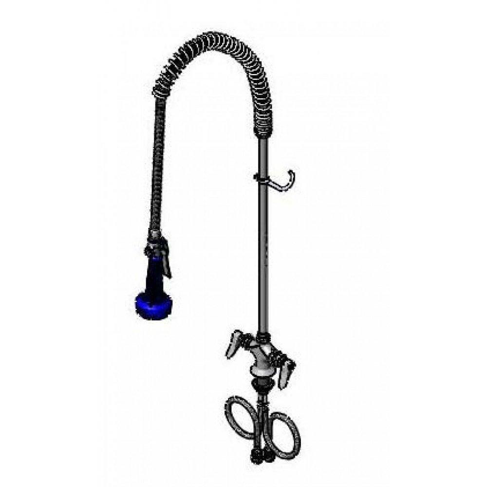 T&S Brass Polished Chrome 0.65 gpm 1 Hole Deck Mount Pre-Rinse Faucet with Double Lever Handle 