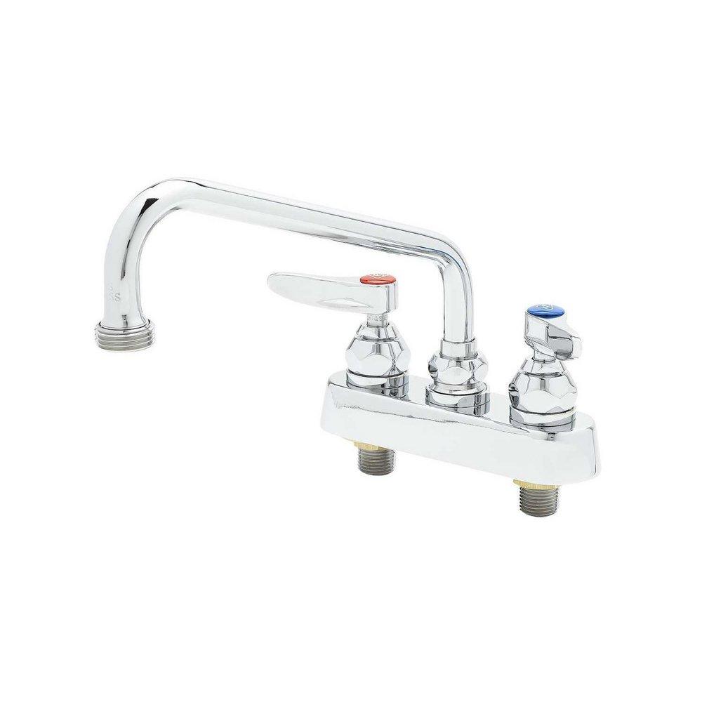 T&S Brass Chrome Lead Law Compliant 2 Handle Lever SINK Faucet 
