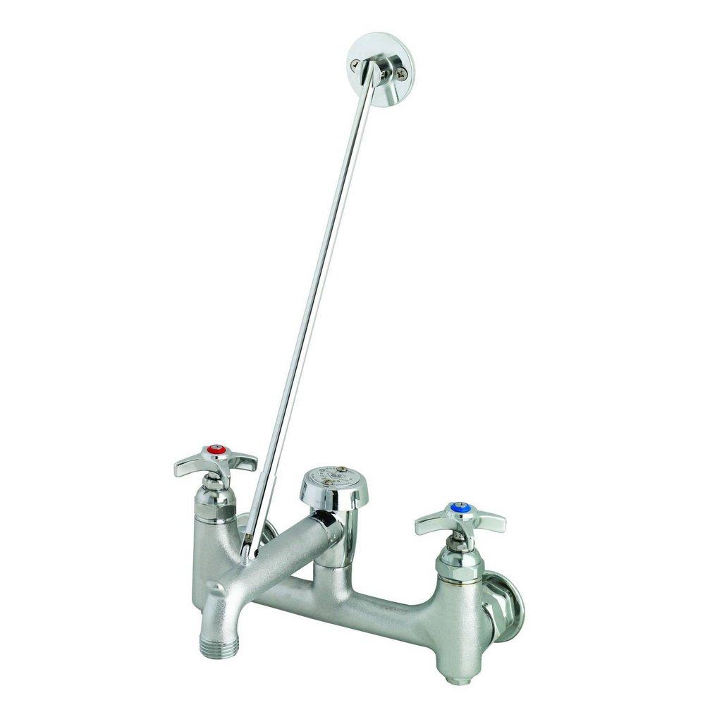 T&S Brass Rough Chrome Two Cross Handle Wall Mount Service Faucet 