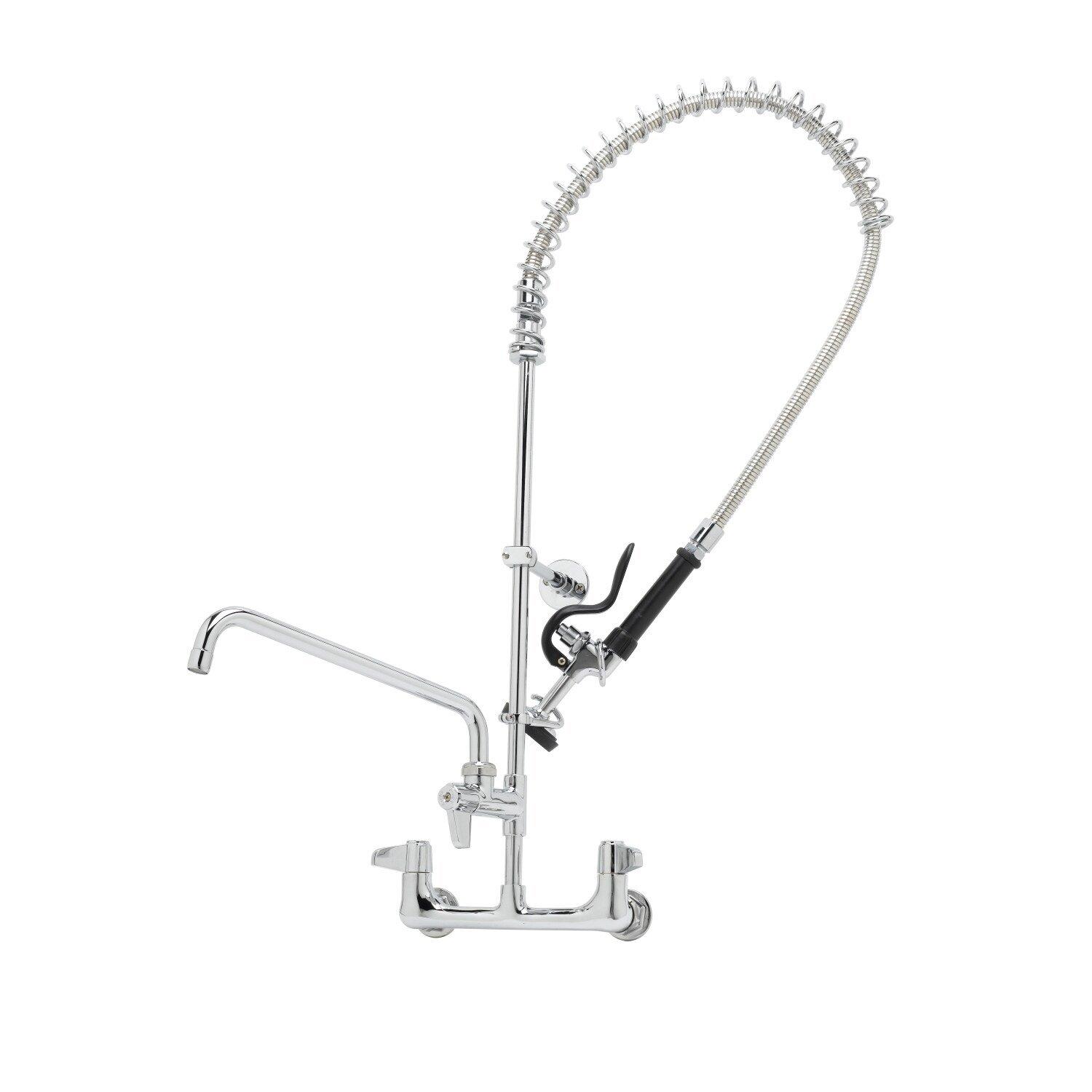 T&S Brass Chrome Plated Wall Mount Pre-Rinse Unit Faucet 