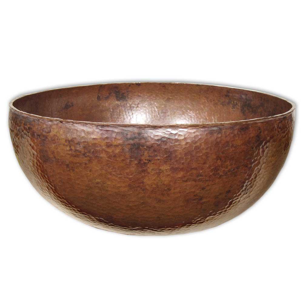Native Trails Tempered Copper No-Hole 1-Bowl Round Bathroom Sink 