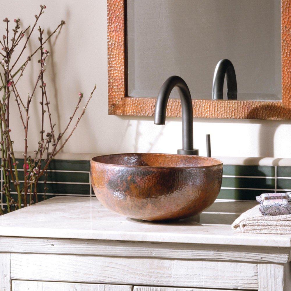 Native Trails Tempered Copper No-Hole 1-Bowl Round Bathroom Sink 