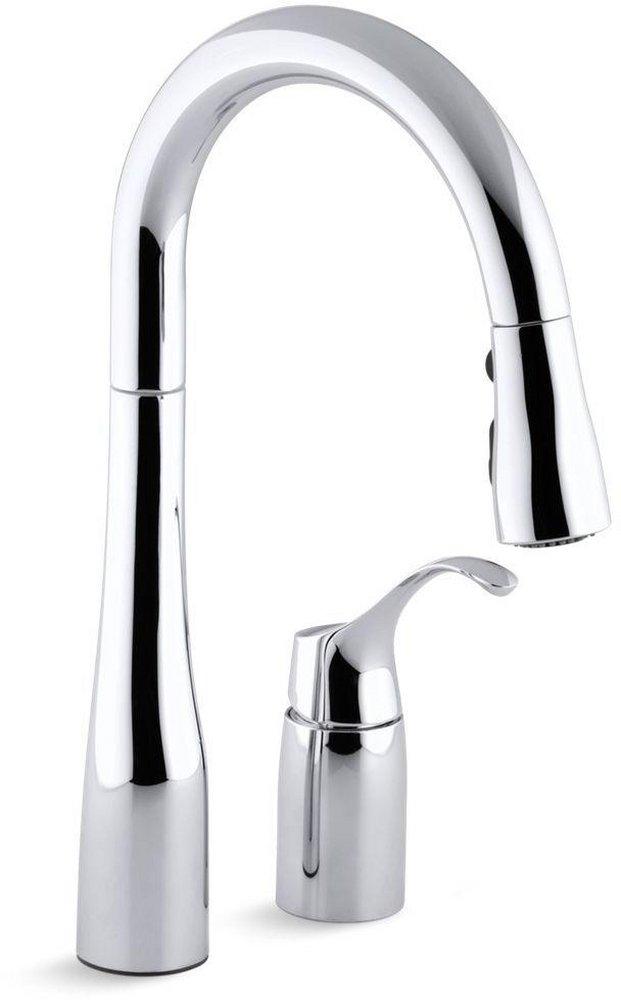 KOHLER Polished Chrome Single Handle Pull Down Kitchen Faucet 