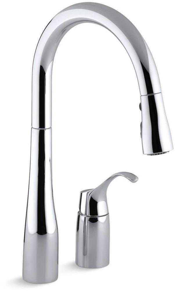 KOHLER Polished Chrome Single Handle Pull Down Kitchen Faucet with Three-Function Spray, Magnetic Docking and Sweep Spray Technology 