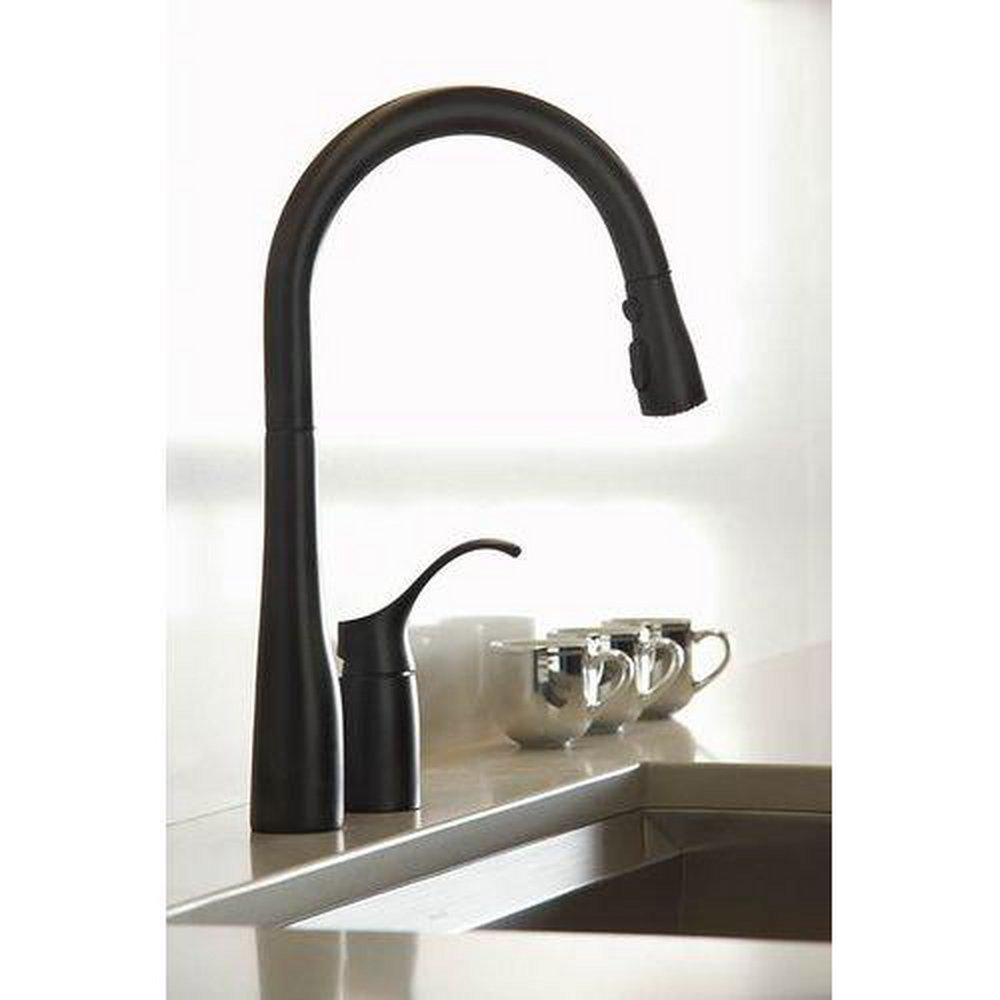 KOHLER Polished Chrome Single Handle Pull Down Kitchen Faucet with Three-Function Spray, Magnetic Docking and Sweep Spray Technology 