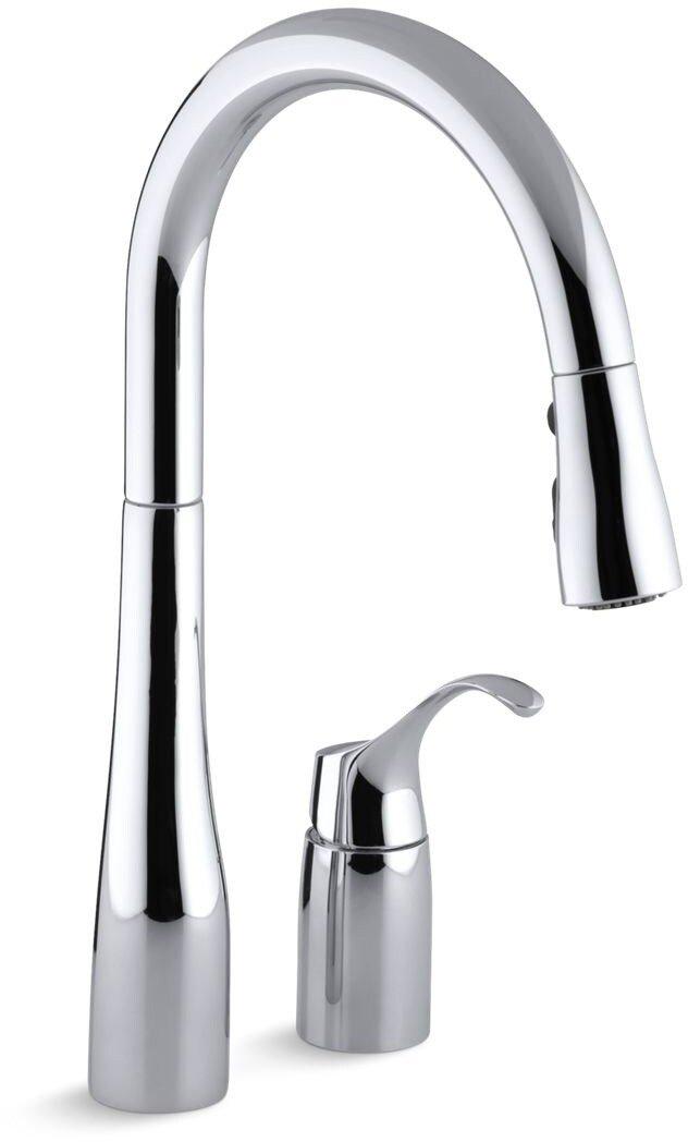 KOHLER Polished Chrome Single Handle Pull Down Kitchen Faucet 