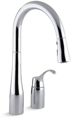Single Handle Pull Down Kitchen Faucet in Polished Chrome