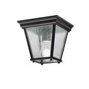 100 W 1-Light Medium Outdoor Semi-Flush Mount Ceiling Lantern in Black