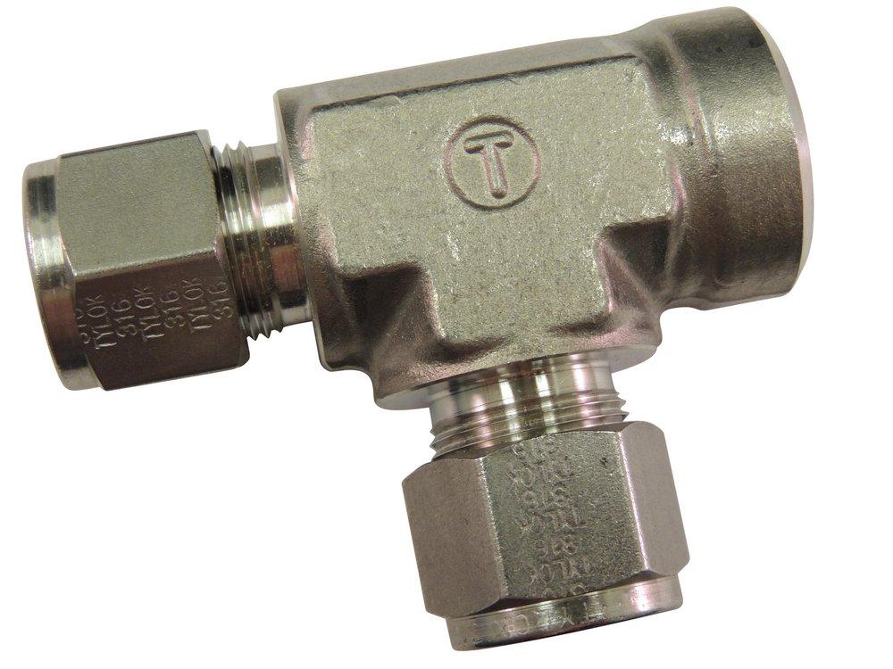 Tylok OD Tube x FNPT x OD Tube Domestic 316 Stainless Steel Double Ferrule Run Tee 