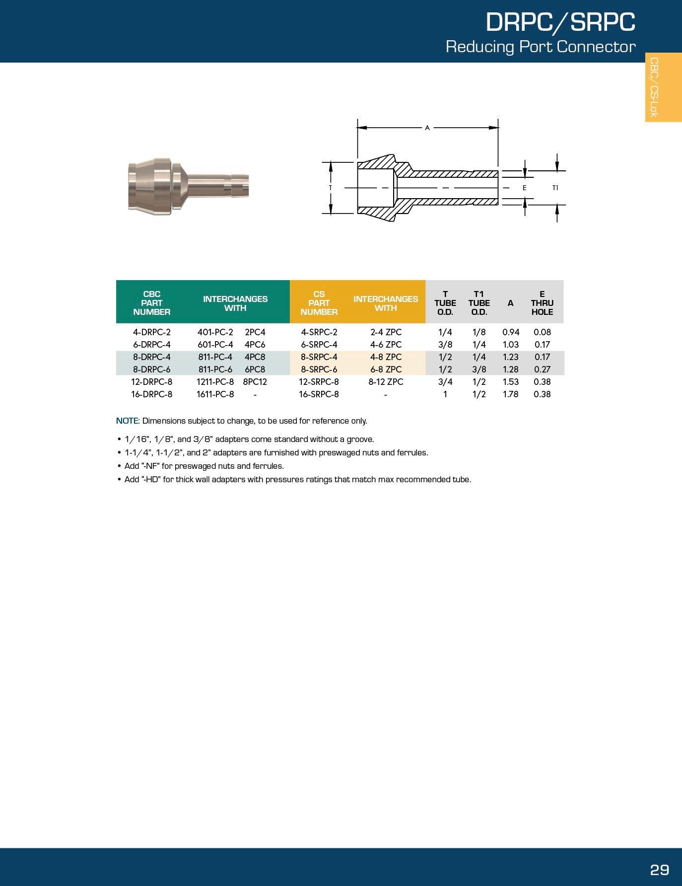 Tylok OD Stainless Steel Port Connector 