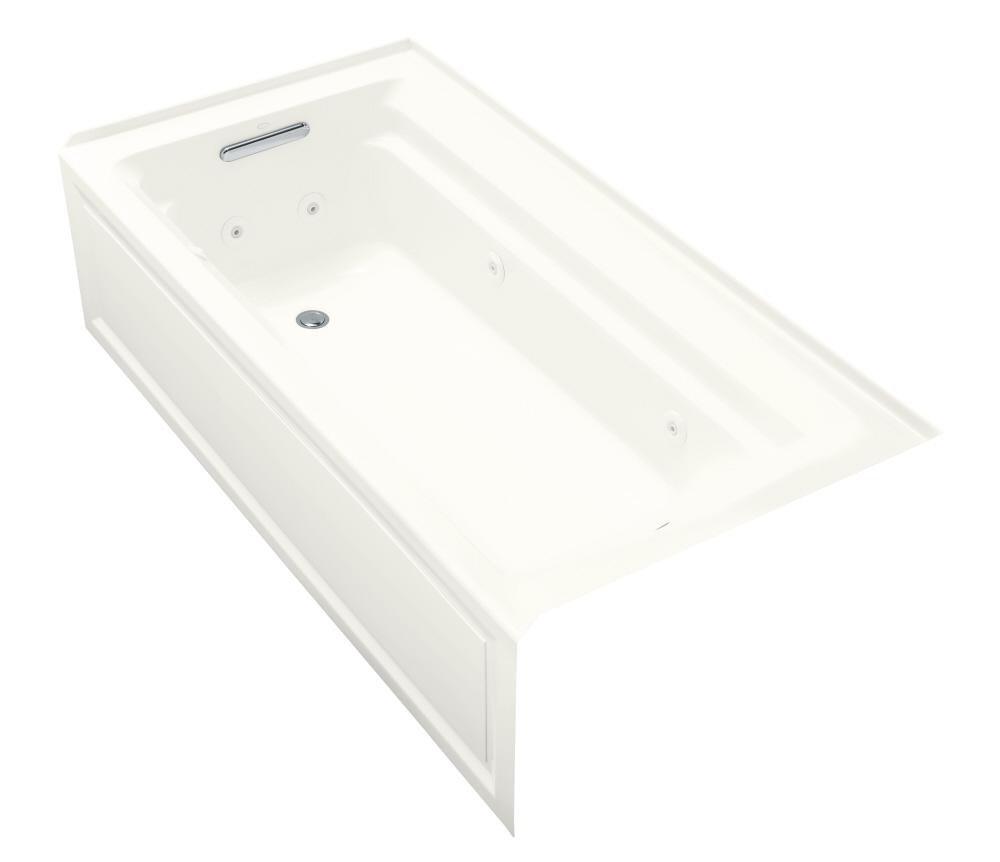 KOHLER White 72 x 36 in. Whirlpool Alcove Bathtub Left Drain 