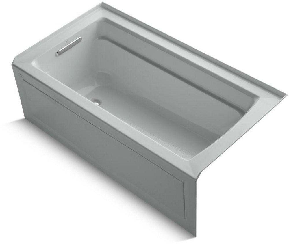 KOHLER Ice&trade; Grey 60 x 32 in. Soaker Alcove Bathtub with Left Drain 