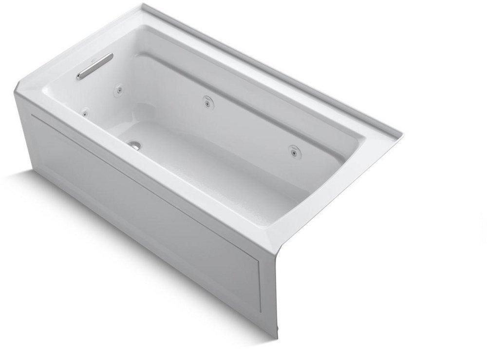 KOHLER White 60 x 32 in. Whirlpool Alcove Bathtub Left Drain 