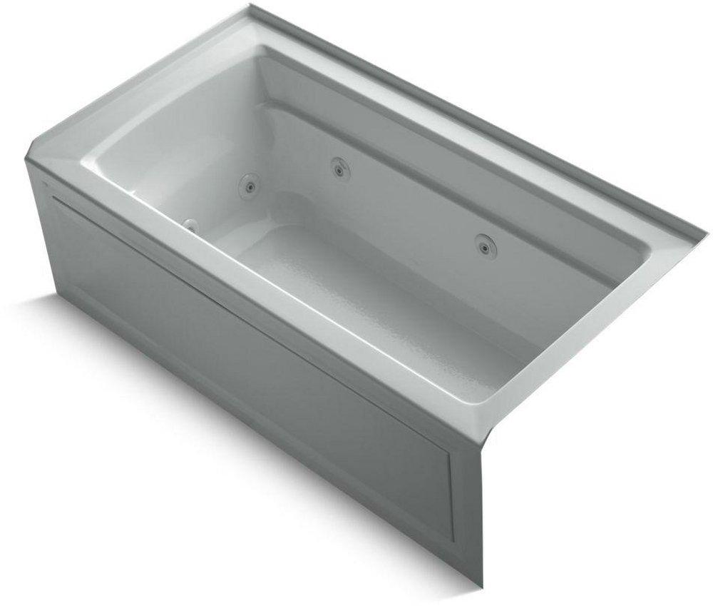 KOHLER Ice&trade; Grey 60 x 32 in. Whirlpool Alcove Bathtub Right Drain 