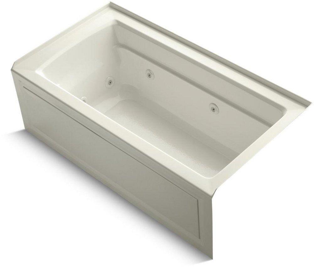 KOHLER Biscuit 60 x 32 in. Whirlpool Alcove Bathtub Right Drain 
