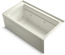 60 in. x 32 in. Whirlpool Alcove Bathtub with Right Drain in Biscuit