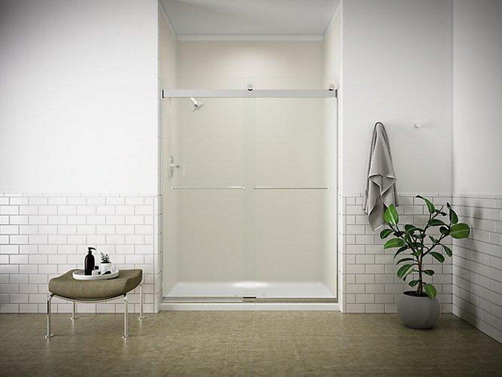 KOHLER White Single Threshold Center Drain Shower Base with Removable Cover 